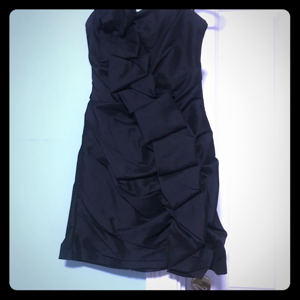 Strapless black cocktail dress